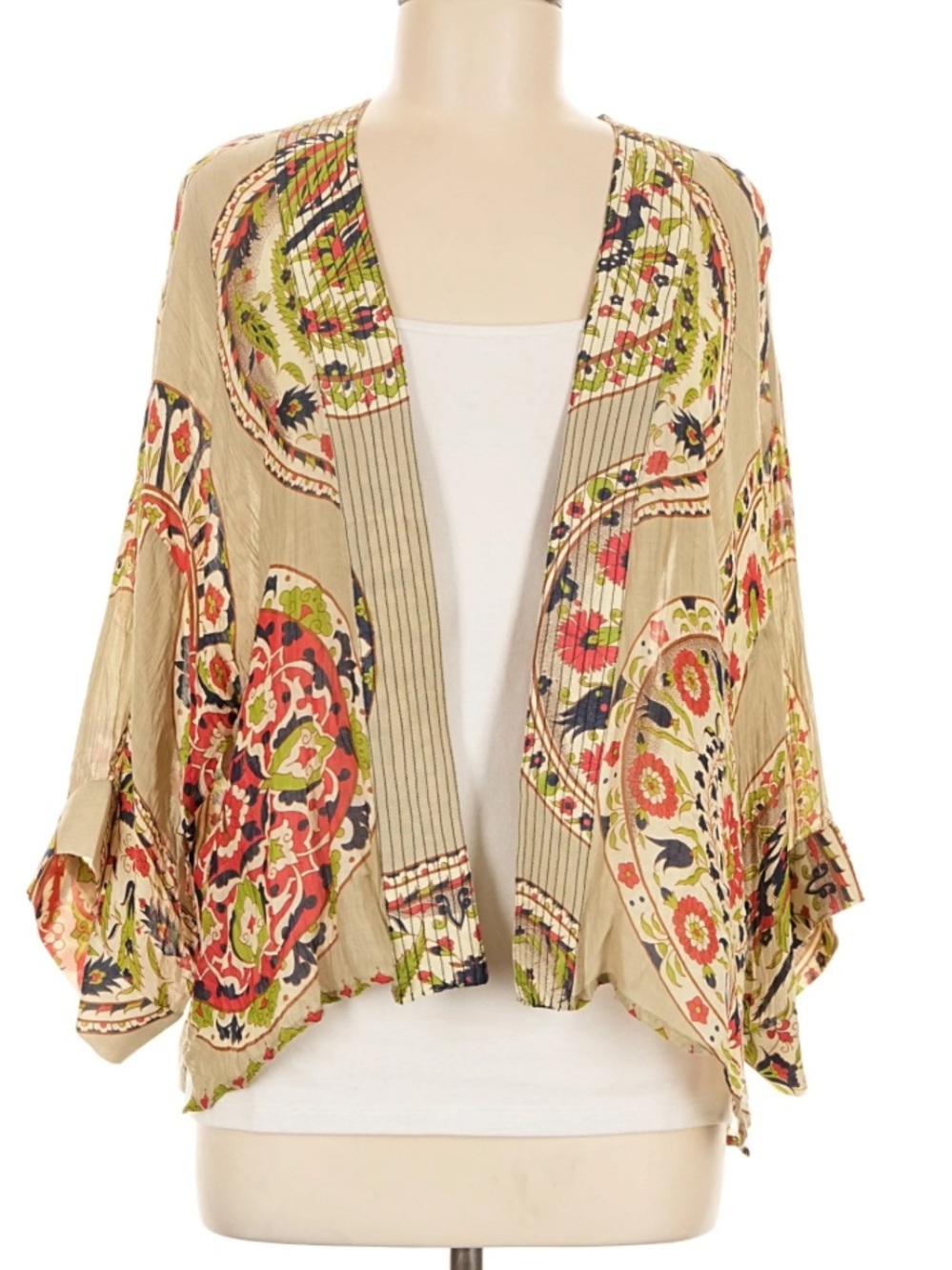 One Hundred Stars Indian Flower Cropped Short Kimono jacket OS